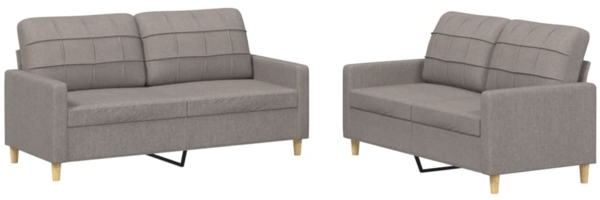 vidaXL 2-tlg. Sofagarnitur mit Kissen Taupe Stoff 3201281