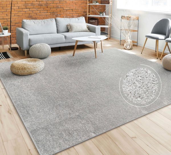 Paco Home Teppich Porto 890, rechteckig, Höhe: 13 mm, Kurzflor, Uni-Farben, ideal im Wohnzimmer & Schlafzimmer