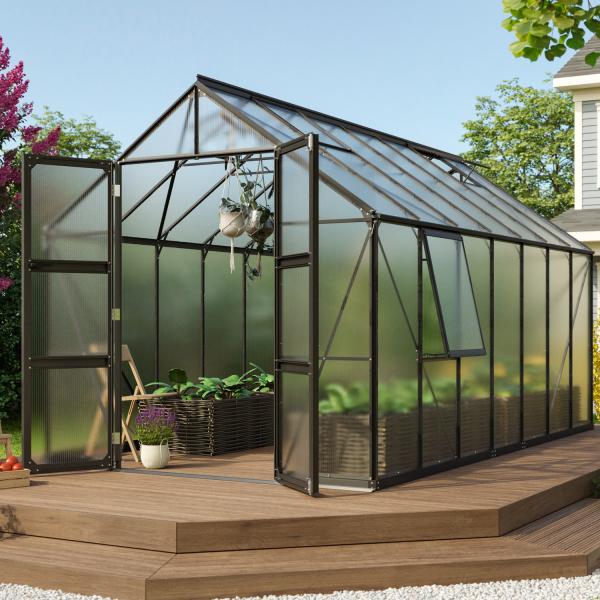 Vitavia Gewächshaus Olymp 11500 257x448 cm HKP 6mm schwarz + Fundamentsrahmen