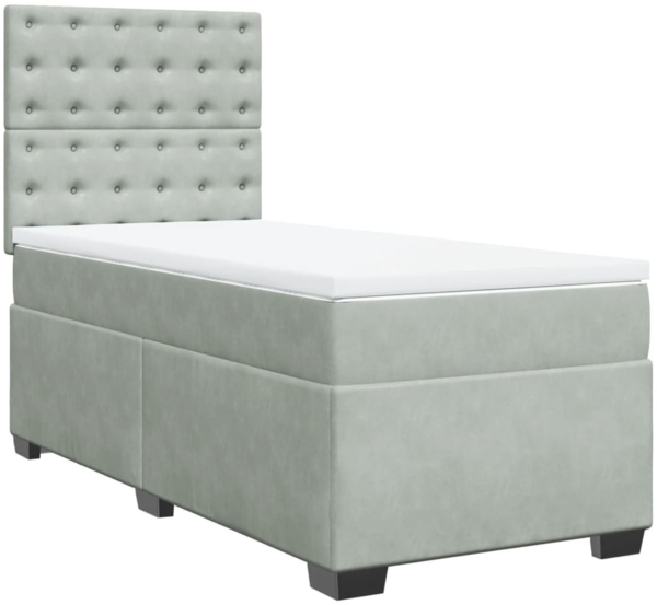 vidaXL Boxspringbett mit Matratze Hellgrau 90x190 cm Samt 3290798