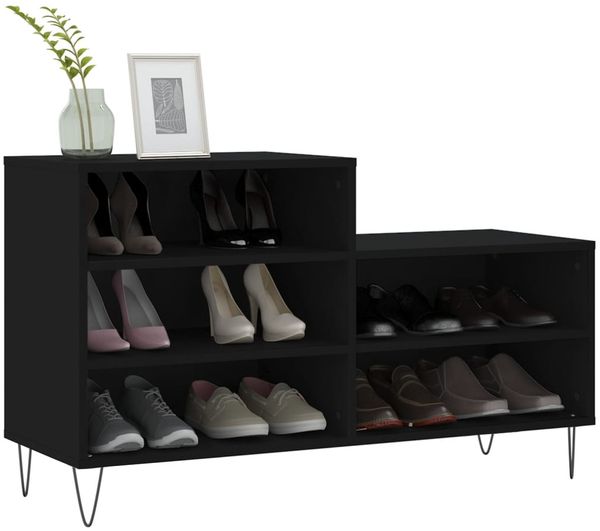 vidaXL Schuhregal Schwarz 102x36x60 cm Holzwerkstoff 831389 Bild 3