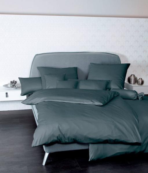 Janine Mako Satin Bettwäsche 2 teilig Bettbezug 155x200 cm Kopfkissenbezug 80x80 cm Colors 31001-78 anthrazit