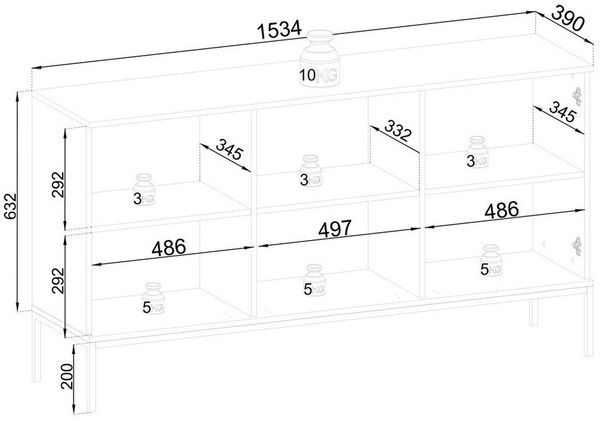Masseno Kommode SENTIERO 154 cm Sideboard mit 3 Türen Kaschmir Bild 4