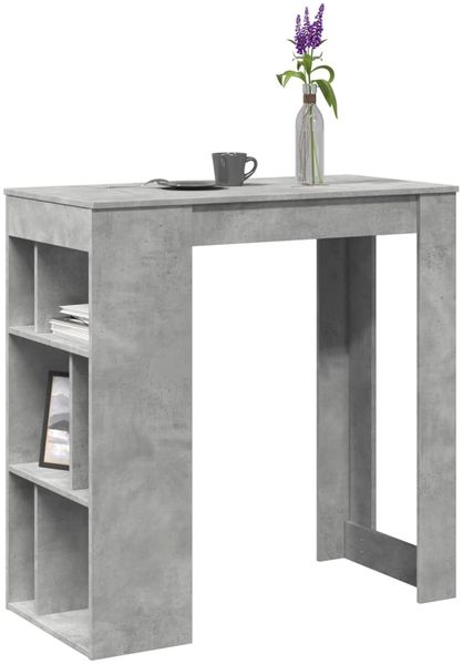 Bartisch, Stehtisch, Bistrotisch mit Regal Betongrau 102x50x103,5 cm Holzwerkstoff
