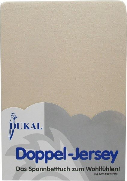 DUKAL Spannbettlaken Spannbettlaken aus hochwertigem DOPPEL-Jersey, 100% Baumwolle, Doppel-Jersey, Gummizug: rundum, (1 Stück), 90x200 - 100x200 cm, mit Spannumrandung, Made in Germany