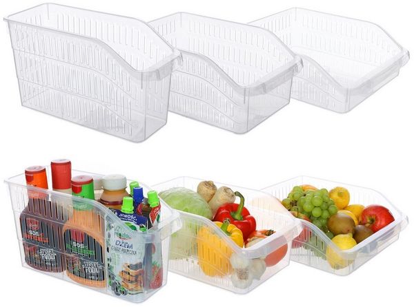 astor24 Aufbewahrungsbox 3er Set Kühlschrank Organizer Aufbewahrungs Box Korb Kiste Vorratsbehä