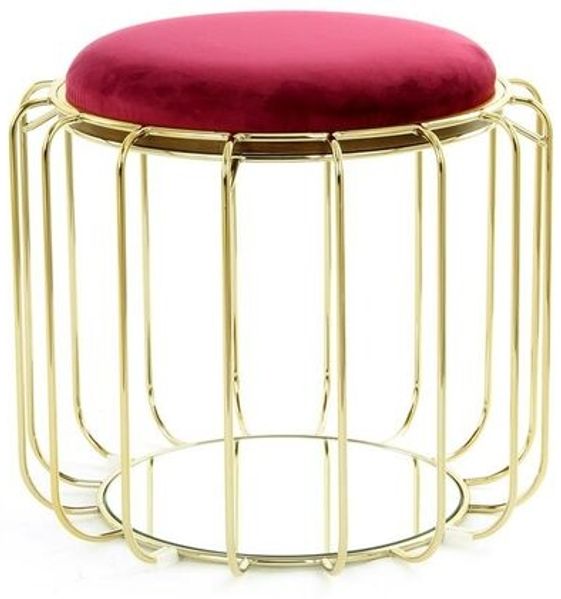 Beistelltisch / Pouf Comfortable 110 Rot / Gold