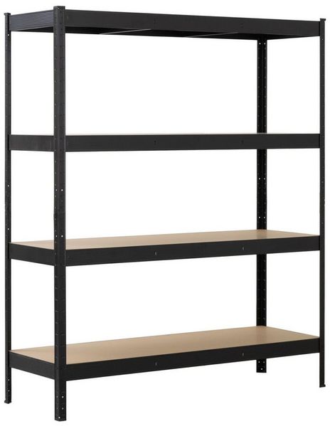 SCHULTE Regalwelt Schwerlastregal mit 4 MDF-Böden, 180 x 150 x 50 cm (HxBxT), 150 kg/Boden, schwarz