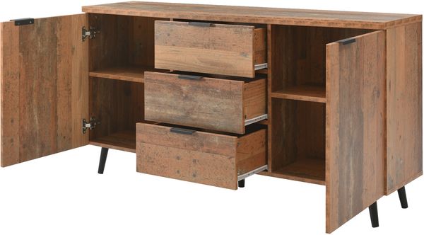 Sideboard, 140x35x70 cm, Vintage-Sideboard in antikbraun, mit 3 Schubladen & verstellbaren Regalen Bild 8
