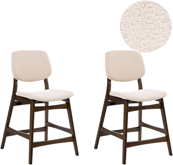 Set mit 2 Barstühlen ELAINE Bouclé Dunkelbraun Beige