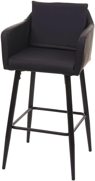 Barhocker HWC-H93, Barstuhl Tresenhocker, Fußablage Metall ~ Kunstleder schwarz
