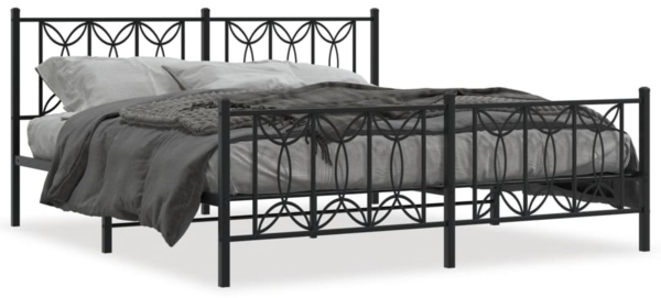 vidaXL Metallbett ohne Matratze mit Fußteil Schwarz 180x200 cm 376150