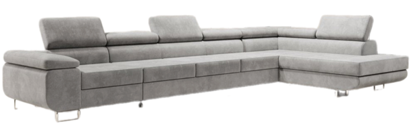 Designer Sofa Maxi mit Schlaf - und Klappfunktion Hellgrau Samt Rechts