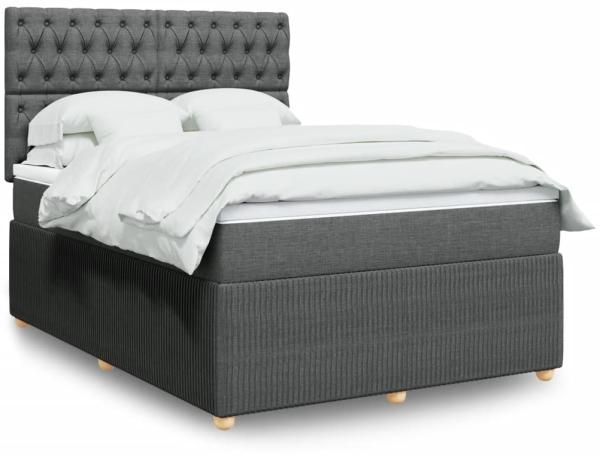 vidaXL Boxspringbett mit Matratze Dunkelgrau 160x200 cm Stoff 3294415