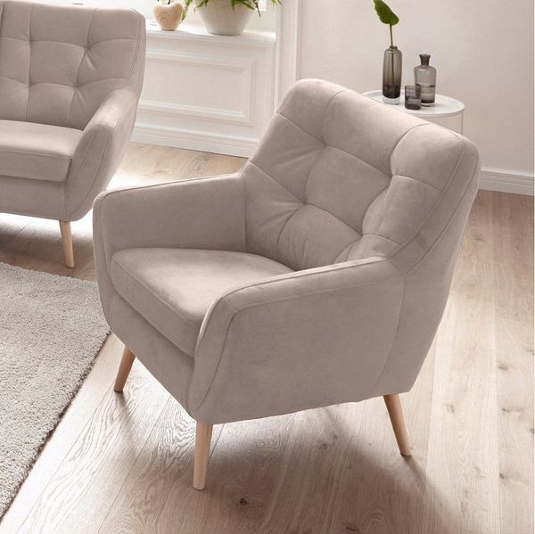 exxpo - sofa fashion Sessel Scandi, Loungesessel mit tollem Sitzkomfort, hochwertige Polsterung, bequem, hohe Holzfüße