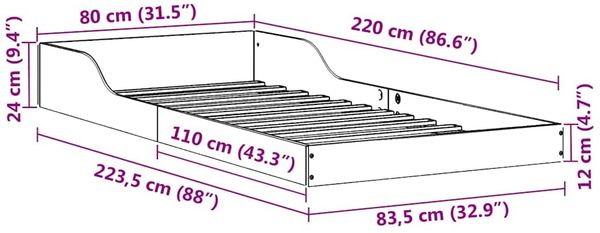 vidaXL Bettrahmen Natur 80 x 220 cm Massives Kiefernholz 873364 Bild 11