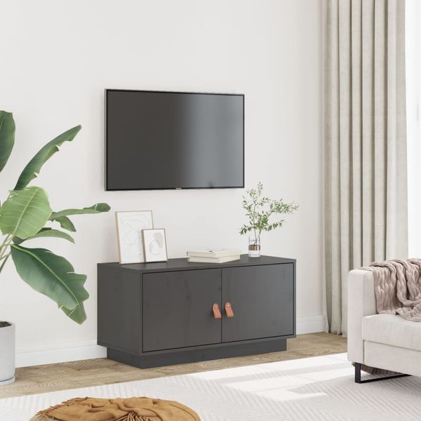 vidaXL TV-Schrank Grau 80x34x40 cm Massivholz Kiefer 818232