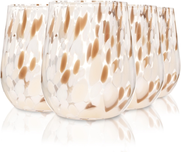 SÄNGER Trinkgläser Set Curacao 4 teilig - weiß/beige/braun