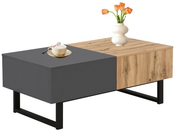 Sweiko Couchtisch Multifunktionaler verschiebbarer Couchtisch,Wohnzimmertisch (mit versteckter Aufbewahrung, 1-St, hochwertiger Holz- und Metallhalterung), 155 x 55 x 22 cm Bild 4