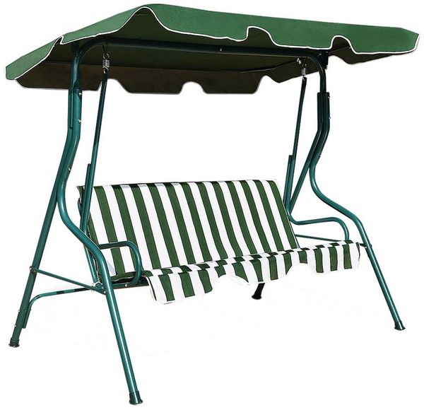 COSTWAY 3-Sitzer  Hollywoodschaukel mit Sonnendach Gartenschaukel Schaukelbank Gartenliege Gartenbank Grün