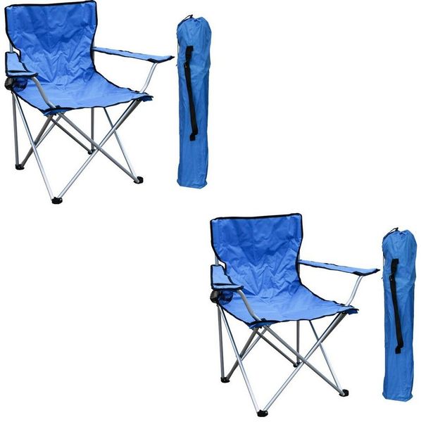 INDA-Exclusiv Klappstuhl 2'er Set Anglersessel mit Getränkehalter und Tasche belastbar bis 120kg