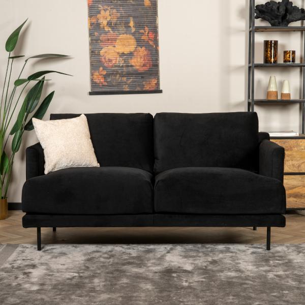 Bronx71 Samt Sofa Denver 2,5-Sitzer schwarz