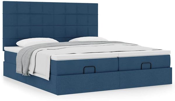 vidaXL Ottoman-Bett mit Matratzen Blau 200x200 cm Stoff 3313705 Bild 4