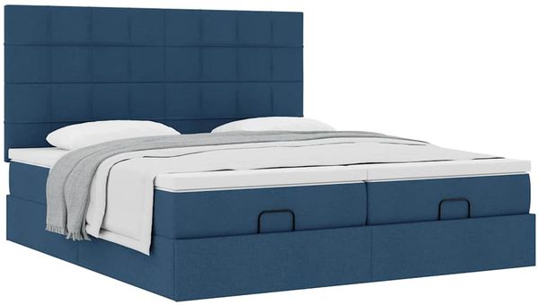 vidaXL Ottoman-Bett mit Matratzen Blau 200x200 cm Stoff 3313705 Bild 5