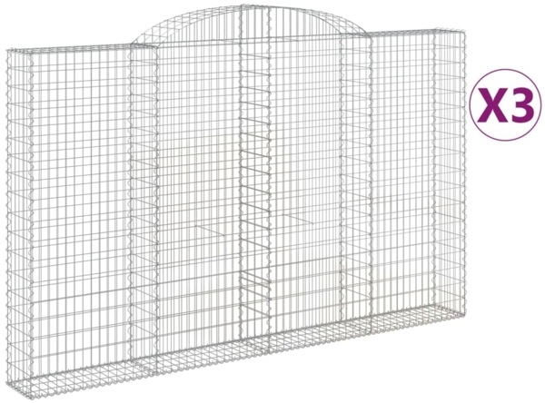 vidaXL Gabionen mit Hochbogen 3 Stk. 300x30x180/200cm Verzinktes Eisen 3146594