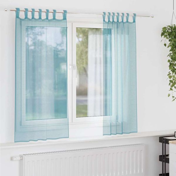 vidaXL Voile Vorhänge mit Schlaufen 2 Stk. Türkis 140x175 cm 4102327