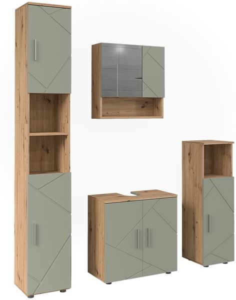 Badmöbel-Set Irma Salbeigrün 4 Teile Vicco