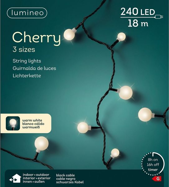 Kaemingk LED-Lichterkette LED Cherrybeleuchtung Outdoor L. 1800cm240Lschwarz/warmes weiss
