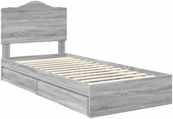 vidaXL Aufbewahrungsbett Graues Sonoma 100x200 cm Holzwerkstoff 3413539 Bild 3