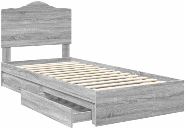 vidaXL Aufbewahrungsbett Graues Sonoma 100x200 cm Holzwerkstoff 3413539 Bild 4
