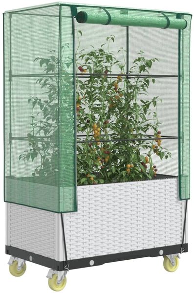 vidaXL Hochbeet mit Aufsatz und Rollen Rattan-Optik 80x50x182 cm 4015850