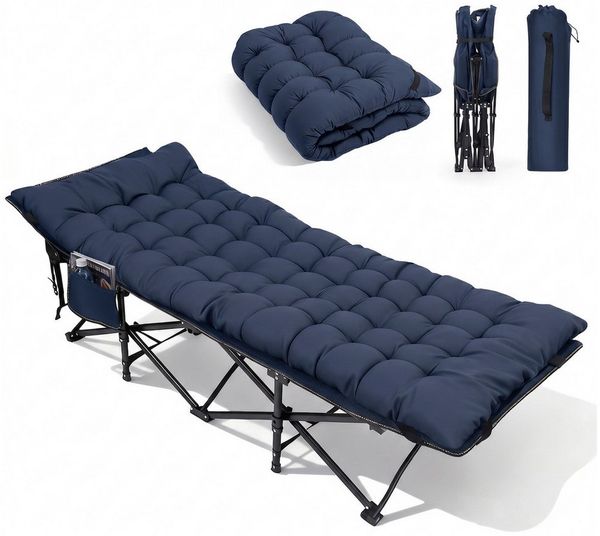 Sekey Feldbett Campingbett klappbar Campingliege Angelliege Klappbett bis 200 kg 190 x 71 x 35 cm Klappbett mit Matratze, für Garten Camping Outdoor