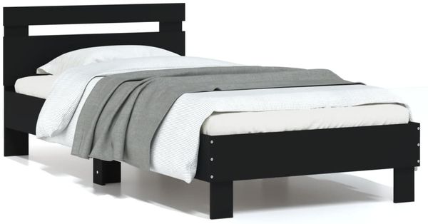 vidaXL Bettgestell mit Kopfteil Schwarz 75x190 cm Holzwerkstoff 838569