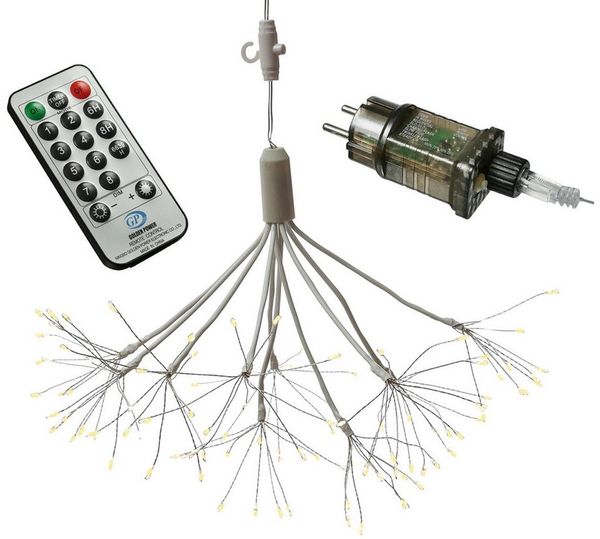 MARELIDA LED-Stern für außen LED Feuerwerk Leuchte Firework 25cm weißer Hängestern Fernbedienung, LED Classic, warmweiß (2100K bis 3000K)