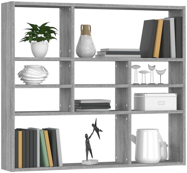 Wandregal, Hängeregal Grau Sonoma 90x16x78 cm Holzwerkstoff de6065 Bild 3