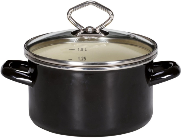 Fleischtopf 24cm Emaille Kochtopf Töpfe Suppentopf Küchenhelfer Kochen Braten