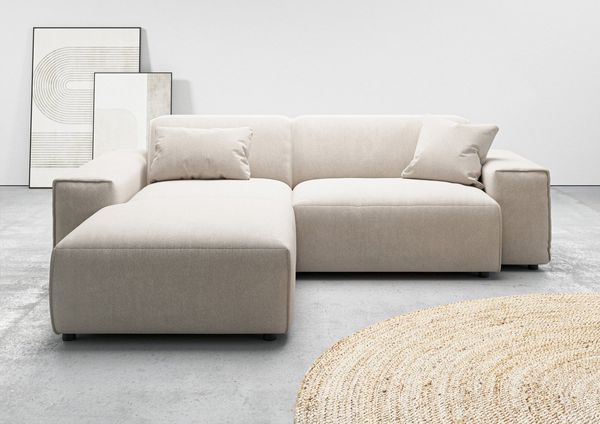 andas Ecksofa Glimminge L-Form auch in Breitcord, Feincord + Easy care-Bezug, Breite 234, Zierkissen