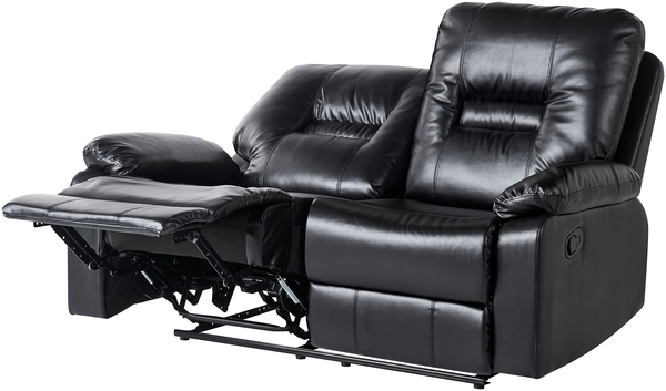 2-Sitzer Sofa Kunstleder schwarz verstellbar BERGEN