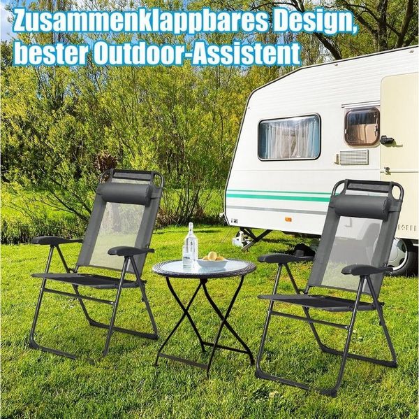 KOMFOTTEU Klappstuhl Faltbare Terrassenstühle (2er Set), mit 7-Fach Verstellbarer Rückenlehne