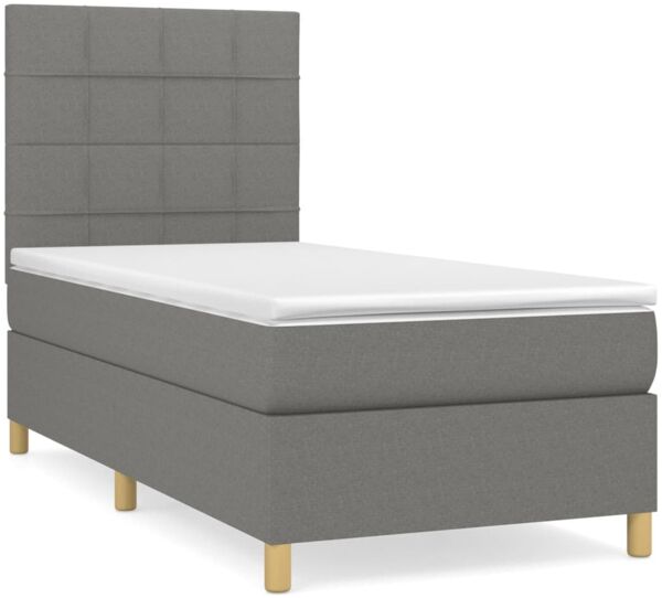 vidaXL Boxspringbett mit Matratze Dunkelgrau 80x200 cm Stoff, Härtegrad: H2 [3142290] Bild 2