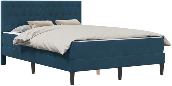 vidaXL Bettgestell mit Matratze vidaXL Blau Blau 120 x 190 cm Samt 3415041 Bild 2