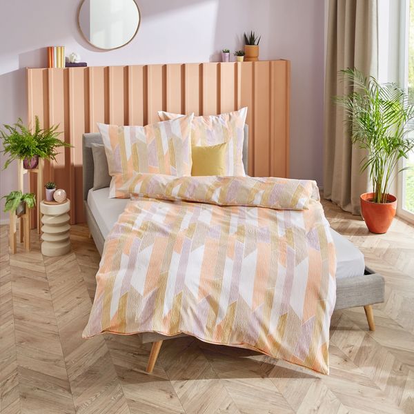 Bettwäsche Kaeppel Seersucker 474-64 Mikado geometrisch sonne 135x200