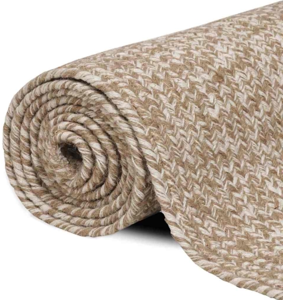 vidaXL Bereichsteppiche Rechtwinklig Natürlich und Weiß 60 x 400 cm 42010470