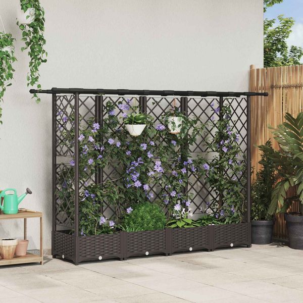 vidaXL Hochbeet mit Rankgitter und Dach Braun 202,5 x 40 x 121 cm PP 42032523