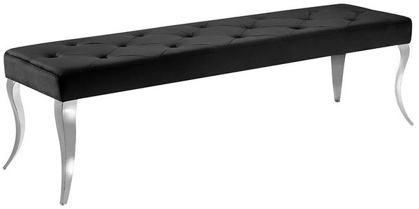riess-ambiente Sitzbank MODERN BAROCK DELUXE 170cm schwarz/silber- Samt, Edelstahl, gepolstert (Einzelartikel, 1-St), Polsterbank mit Zierknöpfen - ideal für glamouröse Essbereiche & Flure