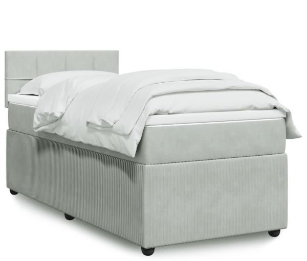 vidaXL Boxspringbett mit Matratze Hellgrau 90x190 cm Samt 3289926